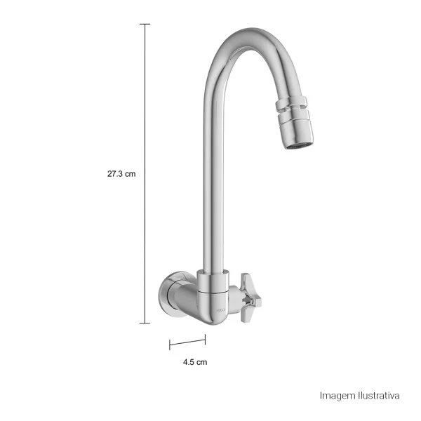 Torneira de Parede com Bica Móvel para Cozinha Max Cromado - Imagem 2