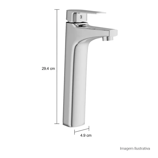 Misturador Monocomando de Mesa Bica Alta para Lavatório Level Cromado - Imagem 2